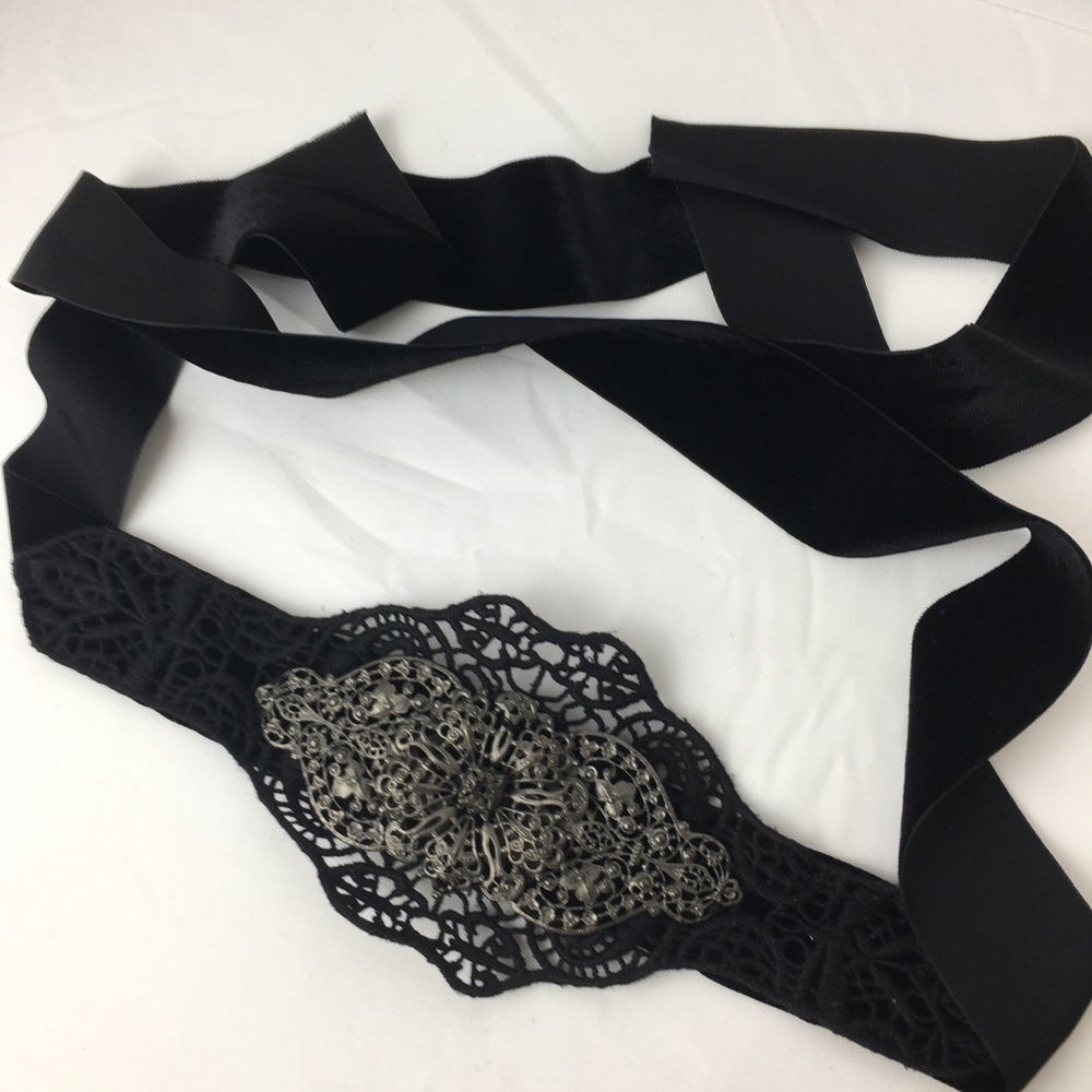 Black Velvet Ribbon Tie Belt